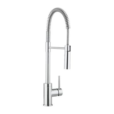 Crosswater Cook keukenkraan enkele bediening met flexibele veer uitloop met handdouche met bediening chroom CO717DC