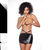 Allure Angel Blush - Faux Leather Rok met Open Rug en Bandjes - One Size - thumbnail