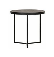 MUST Living Bijzettafel Harmony Leder en metaal, 50cm - Zwart - Rond