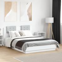 Bedframe met hoofdeinde en LED-verlichting wit 140x190 cm