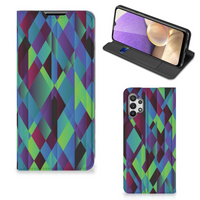 Samsung Galaxy A32 5G Stand Case Abstract Green Blue - thumbnail