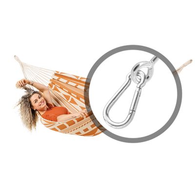 Eenpersoons hangmat met bevestiging - 300x140cm - Oranje - 120kg draagkracht- 100% katoen - binnen & buiten