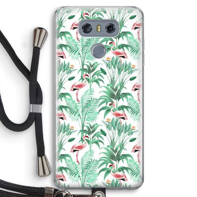 Flamingo bladeren: LG G6 Transparant Hoesje met koord