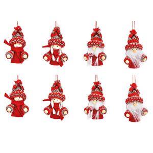 8x stuks kunststof kersthangers kerstpoppetjes/kerstmannetjes 8 cm kerstornamenten - Kersthangers