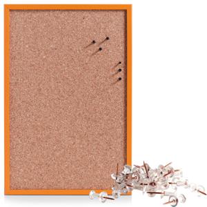 Prikbord incl. 25x punaises rose goud - 40 x 60 cm - oranje - kurk