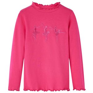 Kindershirt met lange mouwen ballerinaprint 128 felroze