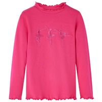 Kindershirt met lange mouwen ballerinaprint 128 felroze