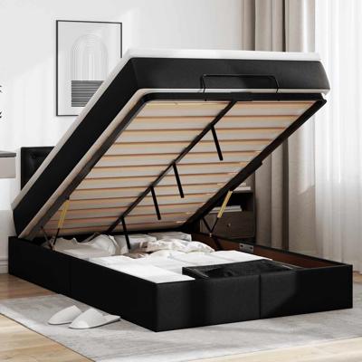 Ottoman bed met matras 120x200cm kunstleer zwart