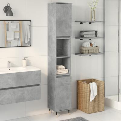 Badkamerkast 30x30x190 cm bewerkt hout betongrijs