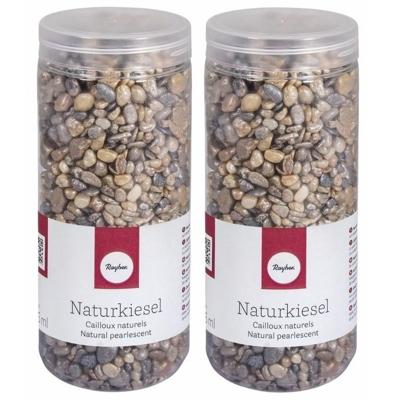 Rayher decoratie steentjes kleine kiezels - 2x - 475 ml - 5 tot 8 mm