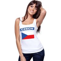 Singlet shirt/ tanktop Tsjechische vlag wit dames - thumbnail