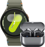 Samsung Galaxy Watch 7 Groen 44mm + Galaxy Buds3 Zwart - thumbnail