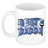 Cadeau koffie/thee mok voor papa - blauw - graffiti letters - de beste - 300 ml - Vaderdag