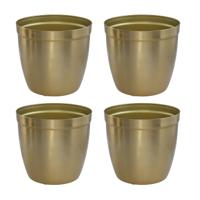 Gerimport bloempot Gea - 4x - goud - D13 cm - H12cm - metaal - tuindecoratie