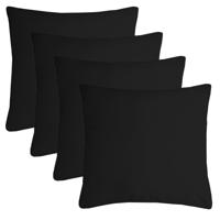 Stof Textile sierkussen Nelson - 4x - zwart - 40 x 40 cm - bank kussens - polyester