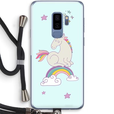 Regenboog eenhoorn: Samsung Galaxy S9 Plus Transparant Hoesje met koord