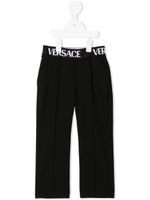 Versace Kids pantalon droit à taille à logo - Noir