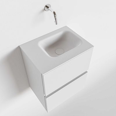 Toiletmeubel Mondiaz Ada | 40 cm | Meubelkleur Talc | Lex wastafel Talc Links | Zonder kraangat