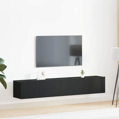 Tv-meubelset 2 pcs Zwart eiken 100 x 30 x 30 cm Bewerkt hout