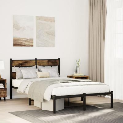 Bedframe zonder matras metaal gerookt eikenkleurig 120x190 cm