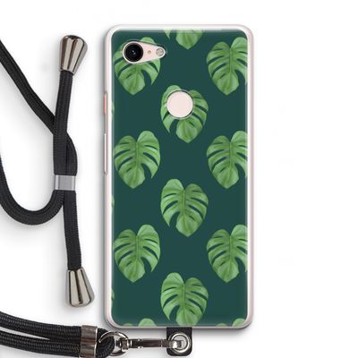 Monstera leaves: Pixel 3 Transparant Hoesje met koord