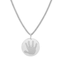 Gepersonaliseerde 1 hand- of voetafdruk ketting - Stainless steel - Zilver - Rond 18 mm - Handafdruk