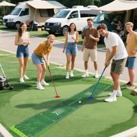 332 cm Golf Puttingmat met 2 Verstelbare Clubs & 6 Ballen Golf Oefenmat Golf