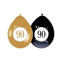 Ballonnen 90 jaar Festive Goud Zwart (6st)