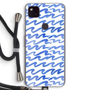 Blauwe golven: Pixel 4a 5G Transparant Hoesje met koord