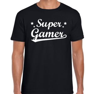 Super gamer t-shirt zwart heren - beroepen shirt