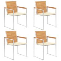 Tuinstoelen 4 st met kussens massief teakhout