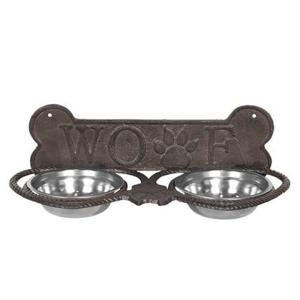 Clayre & Eef Voerbak Hond 39x18x12 cm Bruin Ijzer Rechthoek