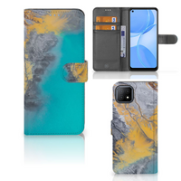 OPPO A73 5G Bookcase Marble Blue Gold - thumbnail