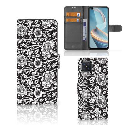 OPPO Reno4 Z Hoesje Black Flowers OPPO Reno4 Z Hoesje Black Flowers