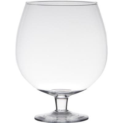 Hakbijl Glass Bloemenvaas Brandy - op voet - transparant glas - 7L - 30 cm - Terrarium vaas