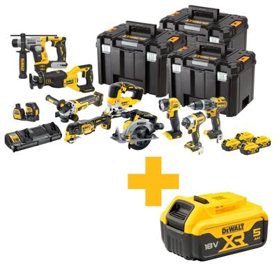 DeWALT DCK1012P4T Accu Combiset 10-delig 18V 5.0Ah in TSTAK