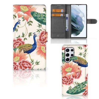 Telefoonhoesje | Met pasjeshouder | voor Samsung Galaxy S22 Ultra Pink Peacock