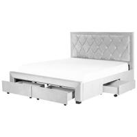 Beliani-LIEVIN-Bed met opbergruimte-Grijs-180 x 200 cm-Fluweel