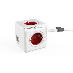 Allocacoc PowerCube Extended USB power uitbreiding 1,5 m 4 AC-uitgang(en) Binnen Rood, Wit