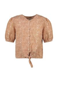 Like Flo Meisjes blouse met knoop - Camel