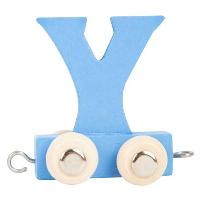 Small Foot - houten lettertrein blauw - y - 12 stuks