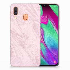 Samsung Galaxy A40 TPU Siliconen Hoesje Marble Pink - Origineel Cadeau Vriendin