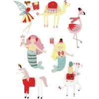 Creativ Company 3d stickers, flamingo, lama zeemeermin, h: 50-60 mm, b: 30-45 mm, dikte 7 mm, 7 stuk/ 1 doos