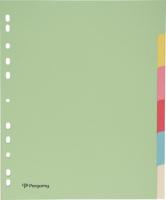 Pergamy tabbladen ft A4 maxi, 11-gaatsperforatie, karton, geassorteerde pastelkleuren, 6 tabs