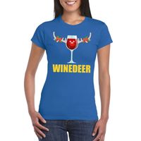 Foute kerstborrel t-shirt blauw Winedeer dames 2XL  -