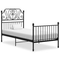 Bedframe metaal en multiplex zwart 90x200 cm