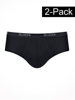 Sloggi - Basic Midi 2-Pack - zwart, Maat:2XL