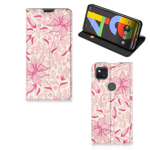 Google Pixel 4a Smart Cover Pink Flowers