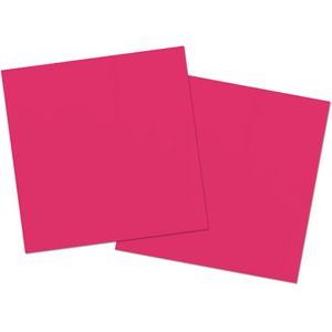 20x stuks servetten van papier fuchsia roze 33 x 33 cm   -