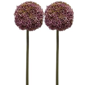 Allium/Sierui kunstbloem - 2x - losse steel - paars - 75 cm - Natuurlijke uitstraling